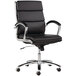 Alera ALENR4219 Neratoli Mid-Back Black Leather Office Chair with Fixed Arms and Chrome Swivel Base Main Thumbnail 2