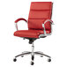 Alera ALENR4239 Neratoli Mid-Back Red Leather Office Chair with Fixed Arms and Chrome Swivel Base Main Thumbnail 3