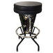 A black and silver Holland Bar Stool with Pittsburgh Penguins logo on the round seat.