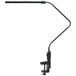 A black Alera LED clamp-on desk lamp with a long curved arm and white light.