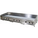 An Anets stainless steel countertop griddle with manual controls.