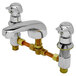 A T&S chrome metering faucet with brass pivot valves.