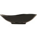 A black Reserve by Libbey Pebblebrook tiger porcelain bowl with a curved edge.