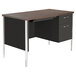 Alera ALESD4524BM 45 1/4" x 24" Walnut and Black Single Pedestal Steel Desk Main Thumbnail 1