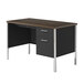 Alera ALESD4524BM 45 1/4" x 24" Walnut and Black Single Pedestal Steel Desk Main Thumbnail 3