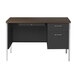 Alera ALESD4524BM 45 1/4" x 24" Walnut and Black Single Pedestal Steel Desk Main Thumbnail 2