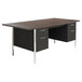 Alera ALESD7236BM 72" x 36" Walnut and Black Double Pedestal Steel Desk Main Thumbnail 1