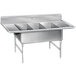 Advance Tabco K7-3-1432-18RL 16 Gauge Three Compartment Stainless Steel Super Size Sink with Two Drainboards - 78" Main Thumbnail 1
