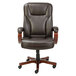 Alera ALETS4159W Transitional Chocolate Marble Leather Office Chair with Fixed Arms and Walnut Wood Swivel Base Main Thumbnail 1