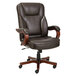 Alera ALETS4159W Transitional Chocolate Marble Leather Office Chair with Fixed Arms and Walnut Wood Swivel Base Main Thumbnail 2
