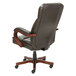 Alera ALETS4159W Transitional Chocolate Marble Leather Office Chair with Fixed Arms and Walnut Wood Swivel Base Main Thumbnail 5