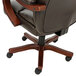 Alera ALETS4159W Transitional Chocolate Marble Leather Office Chair with Fixed Arms and Walnut Wood Swivel Base Main Thumbnail 6