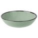 A close-up of a green Elite Global Solutions Mojave crackle bowl with a black rim.