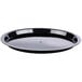 A black round Fineline plastic catering tray with a high rim.
