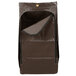 A brown Rubbermaid high capacity vinyl bag with black trim and a zipper.