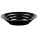 A close up of a black Fineline low profile plastic catering bowl.