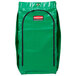 A green bag with a black zipper.