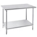 Advance Tabco GLG-485 48" x 60" 14 Gauge Stainless Steel Work Table with Galvanized Undershelf Main Thumbnail 1