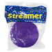 A purple streamer in a plastic bag.