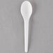 A white compostable plastic spoon.