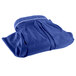 A royal blue Snap Drape box pleat table skirt with Velcro clips.