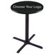 A round black Holland Bar Stool pub table with white text.