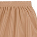 A Snap Drape Sandalwood shirred pleat table skirt with Velcro clips on a table.
