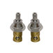 A pair of silver metal Advance Tabco faucet valves.