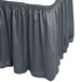 A slate blue Snap Drape shirred pleat table skirt with velcro clips.