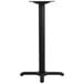 A BFM Seating black stamped steel counter height table base with a pole.