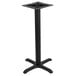 A BFM Seating black stamped steel table base with a square base and a black pole.