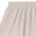 A white shirred pleat table skirt with velcro clips.