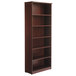 A mahogany Alera bookcase with shelves.