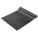 A black rubber runner mat with a curved edge.
