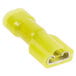 A yellow electrical connector on a white background.