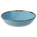 A blue Elite Global Solutions bowl with a black crackle rim.
