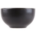 A close-up of a black Libbey stoneware bowl.