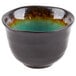 A Libbey stoneware sake cup with a blue and green surface.