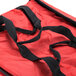 An American Metalcraft red insulated pizza delivery bag with black straps.