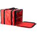 An American Metalcraft red and black insulated pizza delivery bag with a zipper.