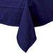 A navy blue rectangular tablecloth with a hemmed border.