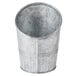 An American Metalcraft galvanized metal French fry cup with a curved edge.