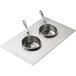 A Vollrath stainless steel adapter plate for two butter melter pans.