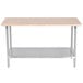 Advance Tabco H2S-305 Wood Top Work Table with Stainless Steel Base and Undershelf - 30" x 60" Main Thumbnail 1