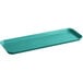 A green rectangular Cambro market tray with a handle.