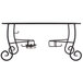 An American Metalcraft wrought iron chafer stand on a table in a restaurant.