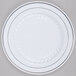 Fineline Silver Splendor 507-WH 7" White Plastic Plate with Silver Bands - 15/Pack Main Thumbnail 2