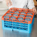 Carlisle RG16-3C412 OptiClean 16 Compartment Orange Color-Coded Glass Rack with 3 Extenders Main Thumbnail 1