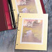 A red binder with Avery Diamond Clear sheet protectors holding a page with a picture of a river.