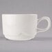 A Libbey ivory porcelain medium stacking cup with a handle.